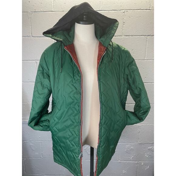 Vintage 70s Quilted Jacket Liner Forest Green Medium Bomber Jacket Work Wear - Picture 9 of 10